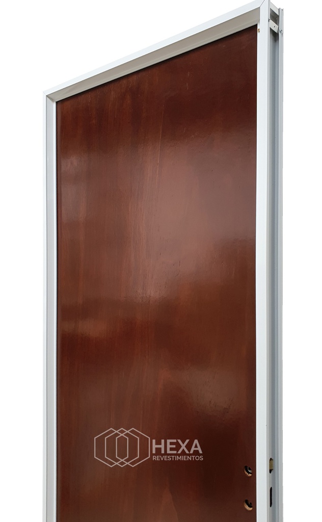 Puerta Cedrillo Lustrado 80cm Izquierda Marco de Aluminio 7cm - CAOBA