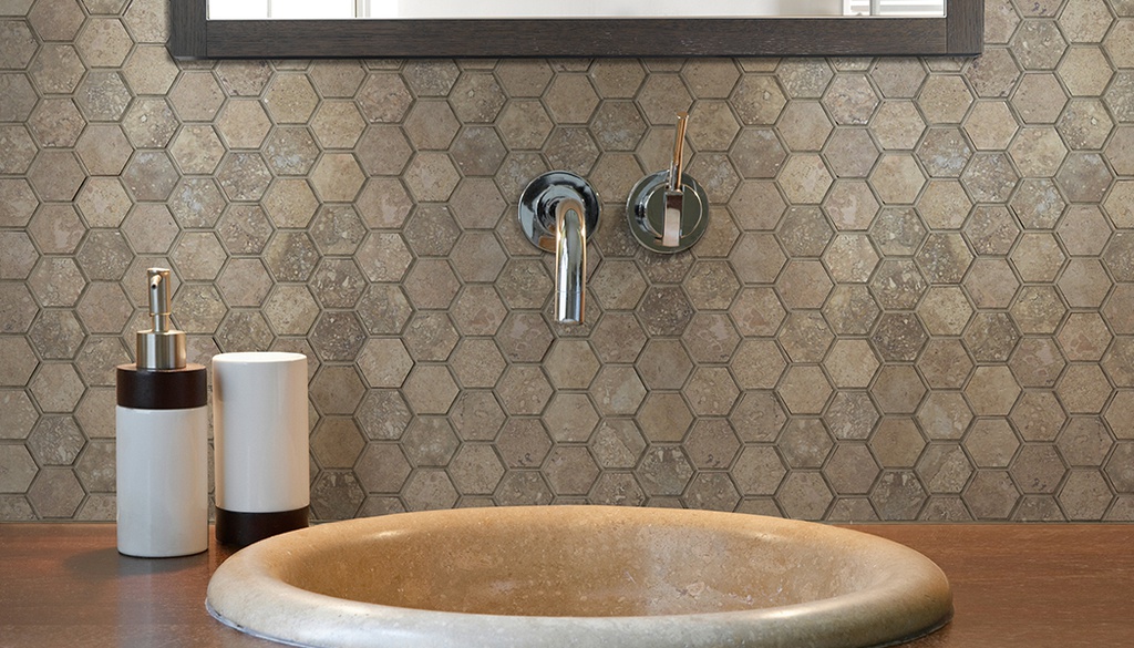 MOSAICO HEXA TRAVERTINO - 26x30 - PIU