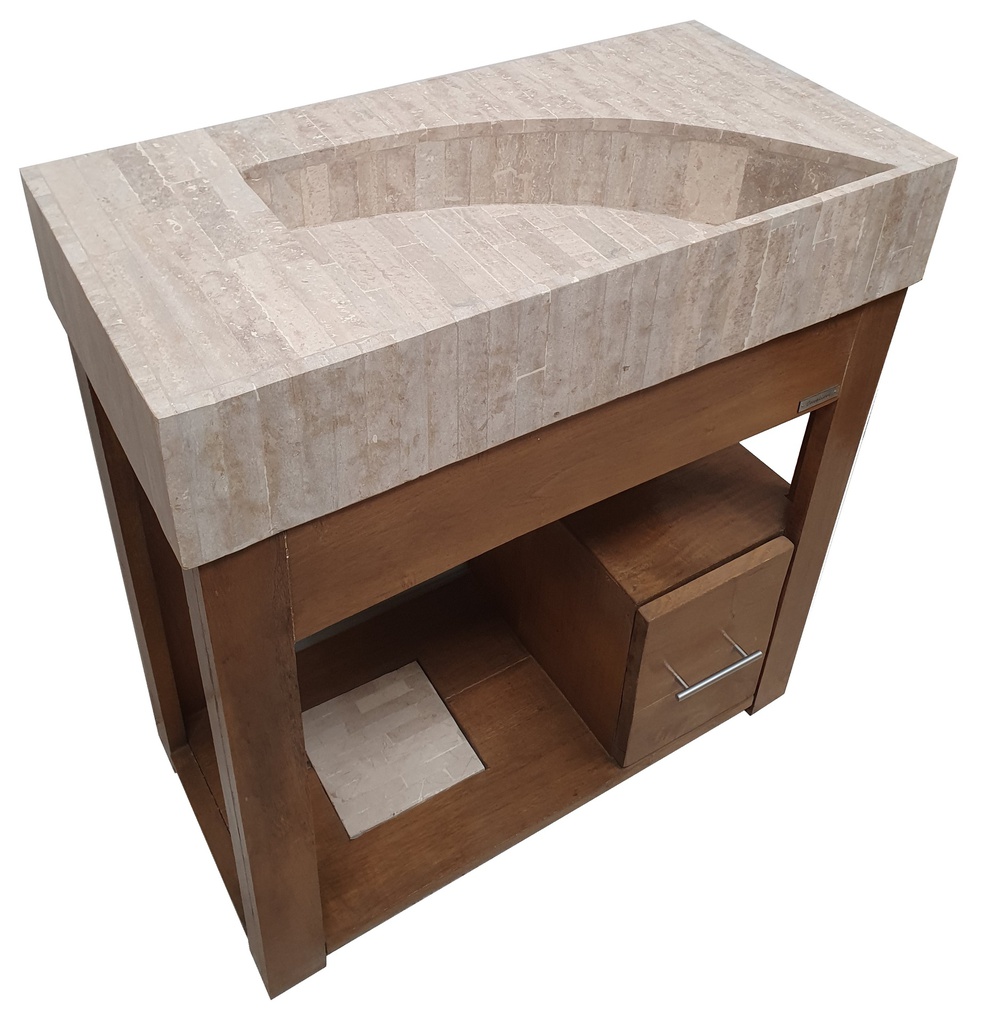 Vanitory de pie RIGGA 80cm Travertino - Mueble CUBO Roble Oscuro