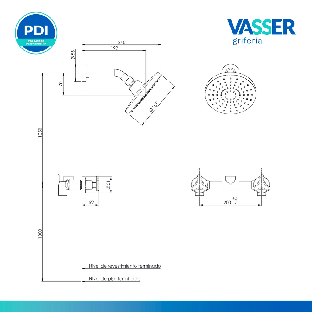 TREVA PDI - DUCHA EMBUTIR S/TRANSF C.Standard - VASSER