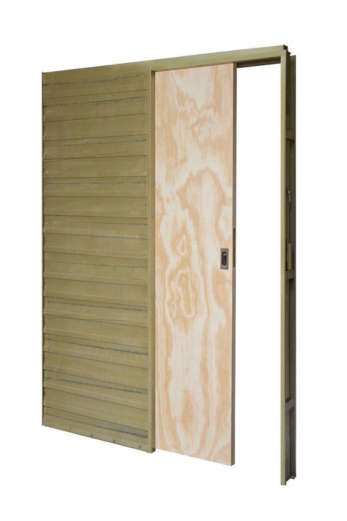 PUERTA EMBUTIR DE PINO 70cm MARCO DE CHAPA MURO 10